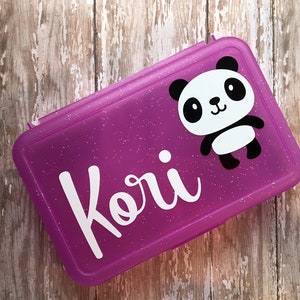 Personalized Pencil Box, Back To School Pencil Box, Panda Pencil Box, Crayon Box, Kids School Supply Box, Personalized Name Pencil Case image 3