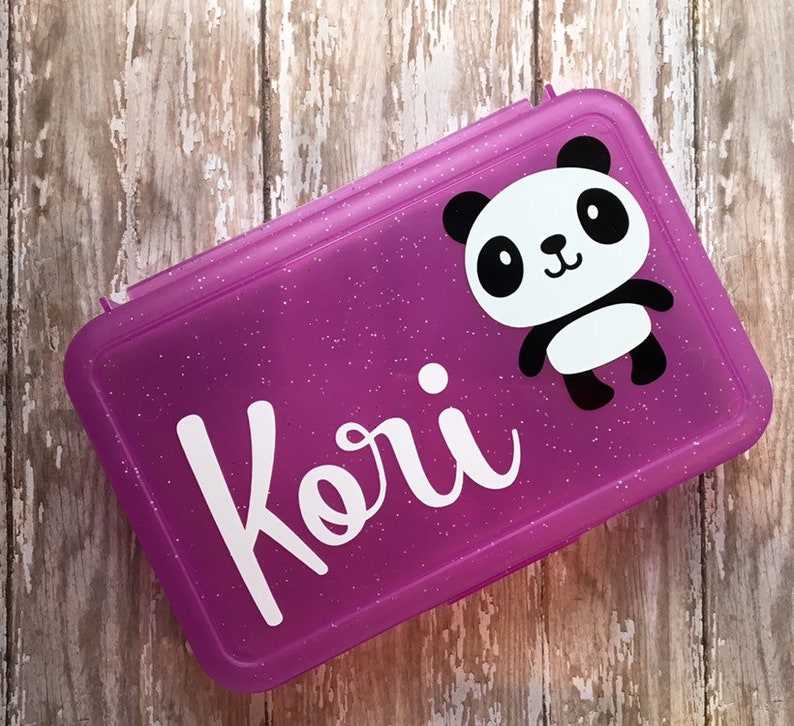 Personalized Pencil Box, Back To School Pencil Box, Panda Pencil Box, Crayon Box, Kids School Supply Box, Personalized Name Pencil Case image 3