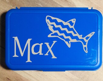 Personalized Shark Pencil Box, Back To School Pencil Box, Boys Pencil Box, Crayon Box, Kids School Supply Box, Personalized Name Pencil Case