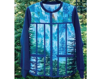 PDF Pattern for a Playing With Panels Quilted Sweatshirt Jacket by J. Minnis Designs. JMD201