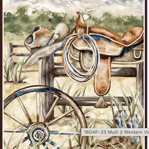 Western View Western Panel by Denise Sullivan for Henry Glass 1604P-33 Multi 24" x 44"