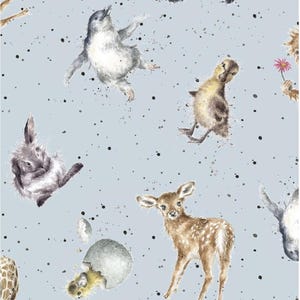 Love Is Blue Animals Baby Cotton Quilt Fabric by Hannah Dale for Maywood Studio. 6201B