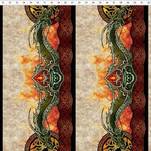 Dragons Border from the Dragons-The Ancients  collection by Jason Yenter from In the Beginning Fabrics. 12DRG-1