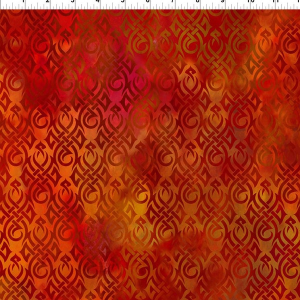 Dragons-Flames from the Dragons collection by Jason Yenter from In the Beginning Fabrics. 5DRG-1 Red/Orange