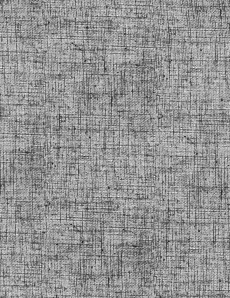 May include: A close-up view of a textured fabric with a grid-like pattern. The fabric appears to be a blend of black and white threads, creating a grayscale effect. The weave is visible, adding depth and detail to the textile.