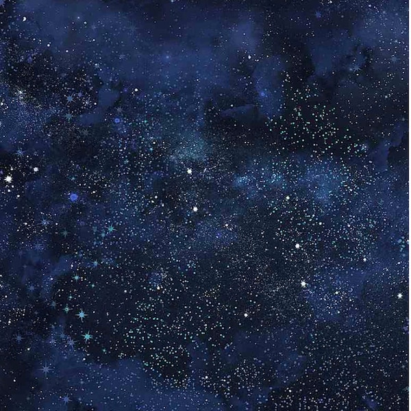 Twinkling Night Sky from Timeless Treasures Star-C8349 Navy. Gorgeous night sky