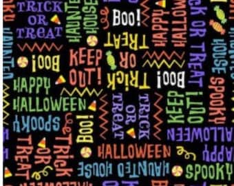 Halloween Season Creepy Words by Michael Miller.  DC10939-Black