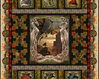 Kit to make Dragons-The Ancients by Jason Yenter for In The Beginning Fabrics. Fantasy fans will love this quilt!