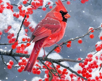 Winter Visitor by David Textiles. ML32812 Great vibrant colors Large 36" x44" panel