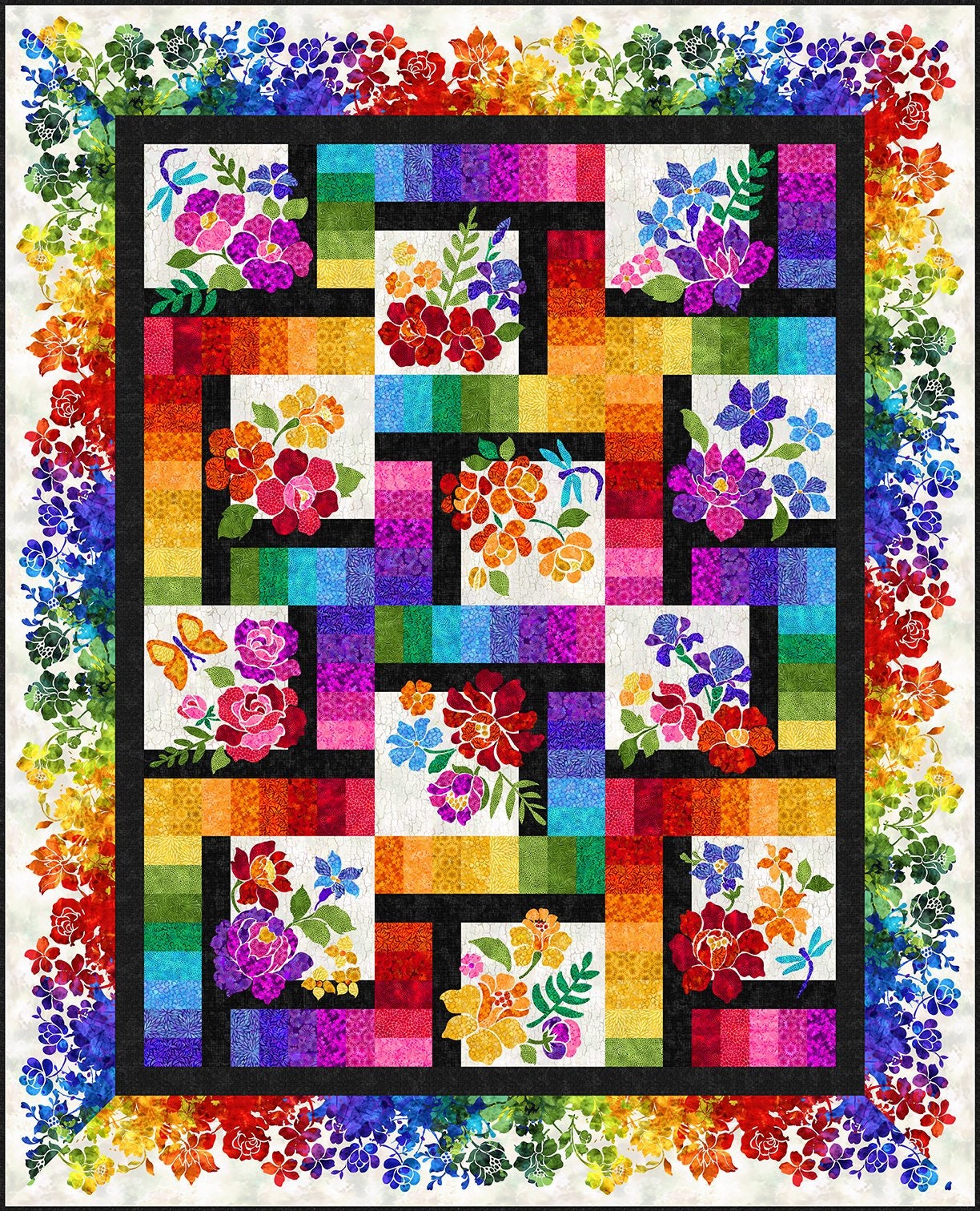 Quilt Kit – Sunshine Spin – 61.5″ X 72″ Sunflower Throw Quilt – Multi – Top  & Binding – Fabric Utopia
