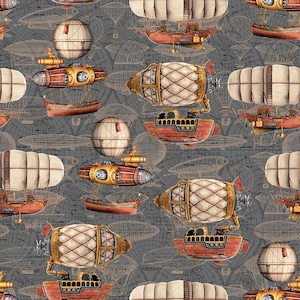 Time Travel Airship by Urban Essence Designs for Blank Quilting 3008-95 Gray