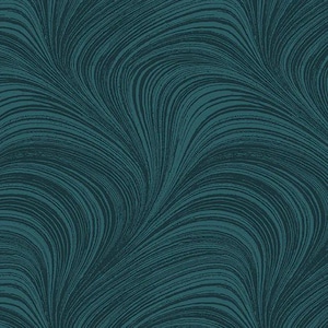 May include: Teal and dark teal abstract wallpaper with a flowing, wavy pattern. The design features numerous parallel lines that create a textured, organic appearance. The color palette is monochromatic, with varying shades of teal.