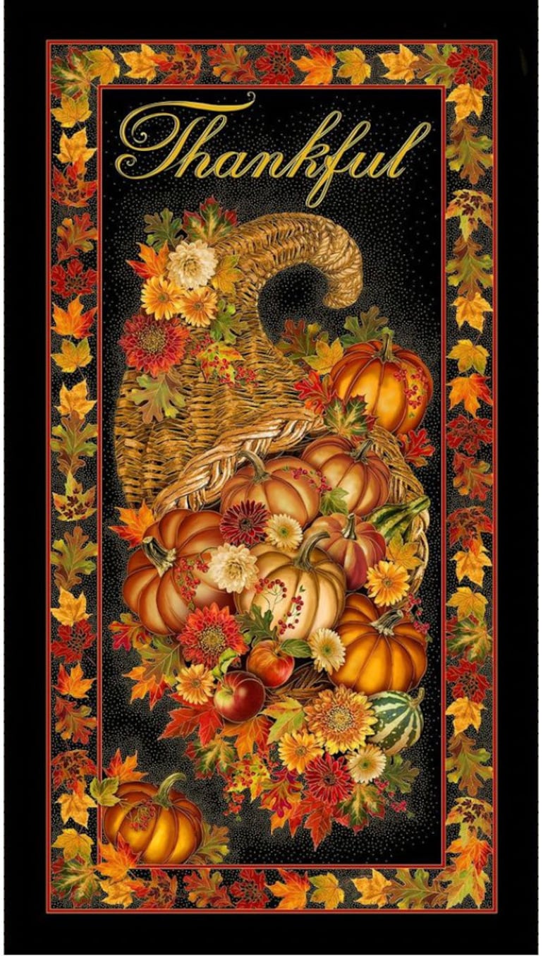 Thankful Packed Harvest Bouquets by Timeless Treasures CM 1286 Black ...