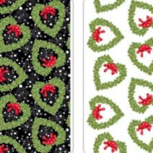 Snow Place Like Home 2 ply Flannel Tossed Wreaths from Studio E. Choose F5710-96 Black, F5709-06 White or F5709-36 Beige