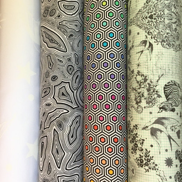 A selection from Tula Pink's newest collection, Linework. These are fun fabrics with lots of possibilities. Get creative!