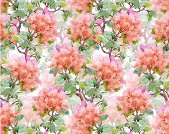 Decoupage Rhododendron by Jason Yenter for In the Beginning Fabrics. 8DC 1 Salmon