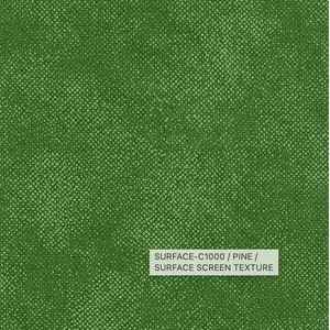 May include: A close-up of a green textured surface with a repeating pattern. The surface has a woven appearance, with a lighter green color interspersed throughout. The text "SURFACE-C1000 / PINE / SURFACE SCREEN TEXTURE" is displayed in a white rectangle.