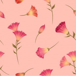 Canto Flower Buds Toss by Clothworks. Pretty floral pattern. CLTY3231-38 light coral