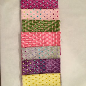 Hexies from Tula Pink&#39;s True Colors collection.