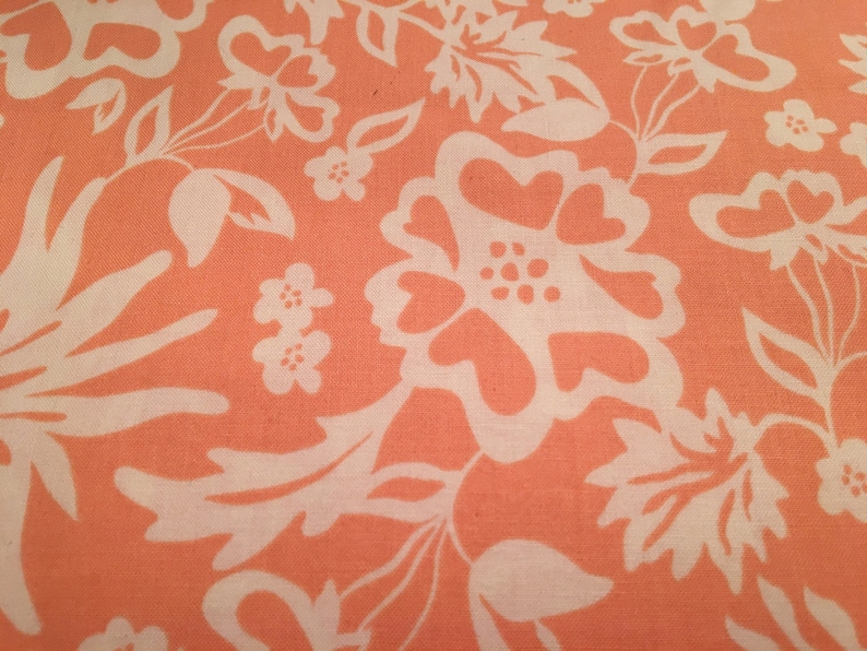 Peaches, corals and teals from several manufactures (listed below) for your special projects. Quilt shop excellent quality cotton fabric White floral / peach