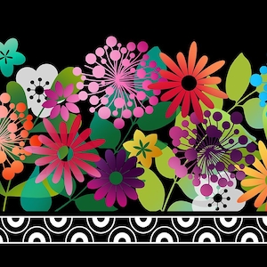 Border from A Groovy Garden by Jason Yenter for In the Beginning. Choose from 2AGG1-Multi or 2AGG2-Purple