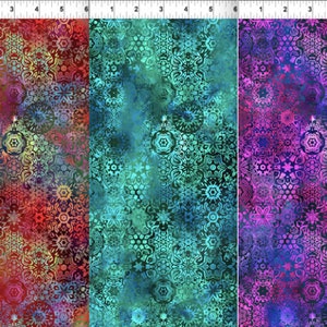Impressions Small Mosaic by Jason Yenter for In The Beginning Fabrics, 5JYS-1 Multi, 5JYS-2 Teal, 5JYS-3 Magenta
