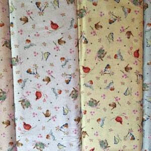 Bramble Patch Tossed Birds by Hannah Dale for Maywood Studio. MASD10104-P, MASD10104-W, MASD10104-S, MASAD10104-B