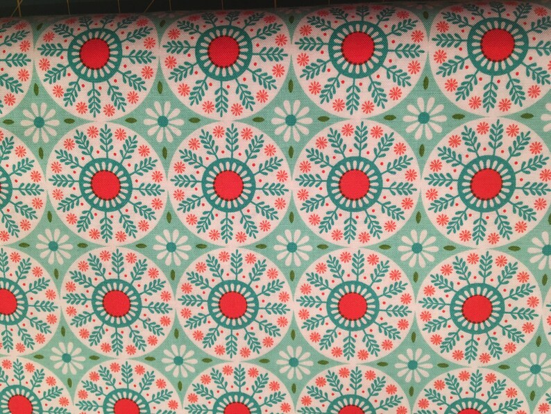 Peaches, corals and teals from several manufactures (listed below) for your special projects. Quilt shop excellent quality cotton fabric Teal with circle