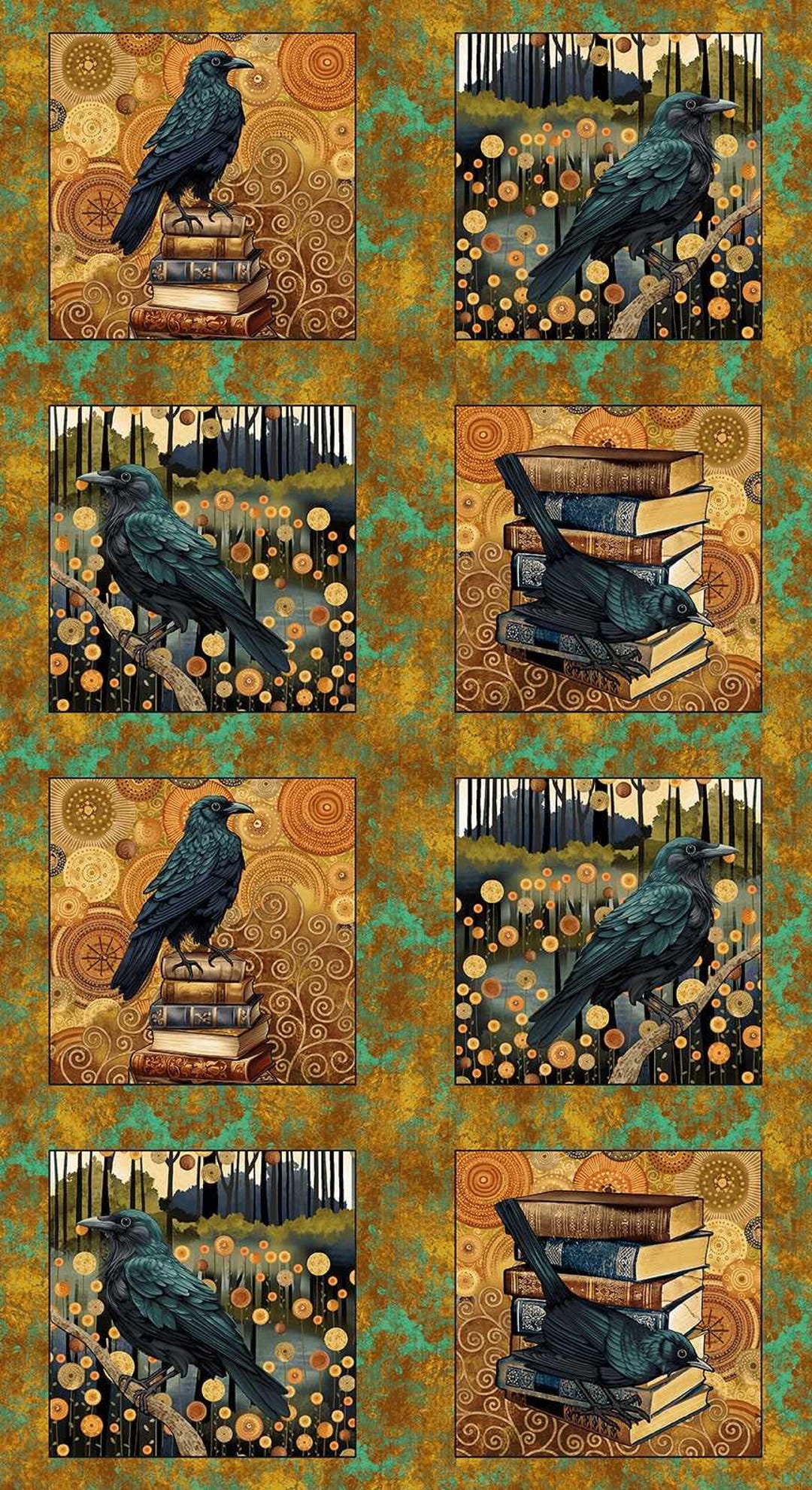 Crow-mazing Crow Block Panel by Jan Mott From Henry Glass Fabrics