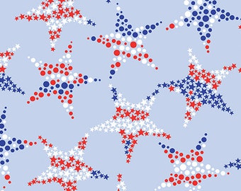 Celebration Stars Sky Blue from the Kanvas (Benartex) Star Spangled Collection. Great patriotic red white and blue fabrics. 7757P color 5