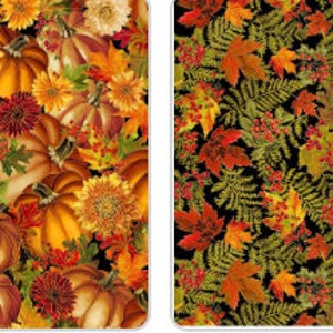 Pumpkin Floral, Autumn Leaves, Cornucopia Panel by Timeless Treasures Panel-CM 2101 Black, Harvest-CM2104 Pumpkin, Harvest-CM2106 Black