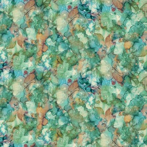 May include: Abstract watercolor pattern in shades of teal, green, and brown. The design features a repeating, organic motif with fluid, blended colors. The overall effect is reminiscent of ink art, creating a textured, artistic look.