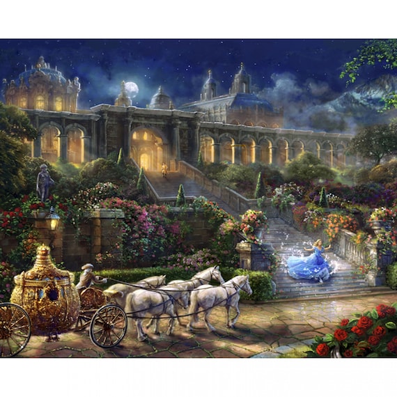 Disney Dreams digitally printed panel by Thomas Kinkade from Four Seasons for David Textiles.  Clock Strikes at Midnight DS-2064-9C