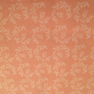 Peaches, corals and teals from several manufactures (listed below) for your special projects. Quilt shop excellent quality cotton fabric Peach leaf/vine