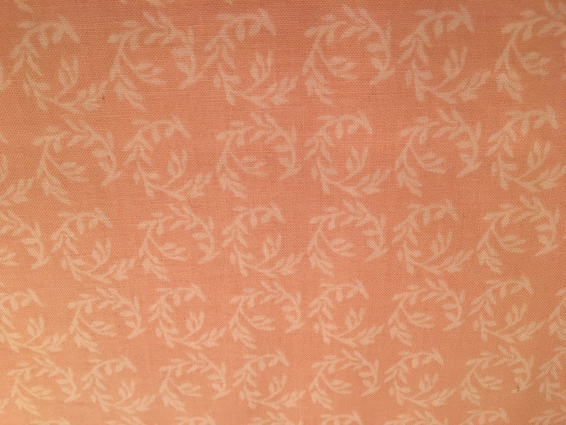 Peaches, corals and teals from several manufactures (listed below) for your special projects. Quilt shop excellent quality cotton fabric Peach leaf/vine