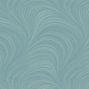 May include: A seamless pattern featuring a flowing, wave-like design in shades of teal and light blue. The pattern has a textured appearance, with fine lines creating a sense of movement and depth. Suitable for wallpaper or fabric.