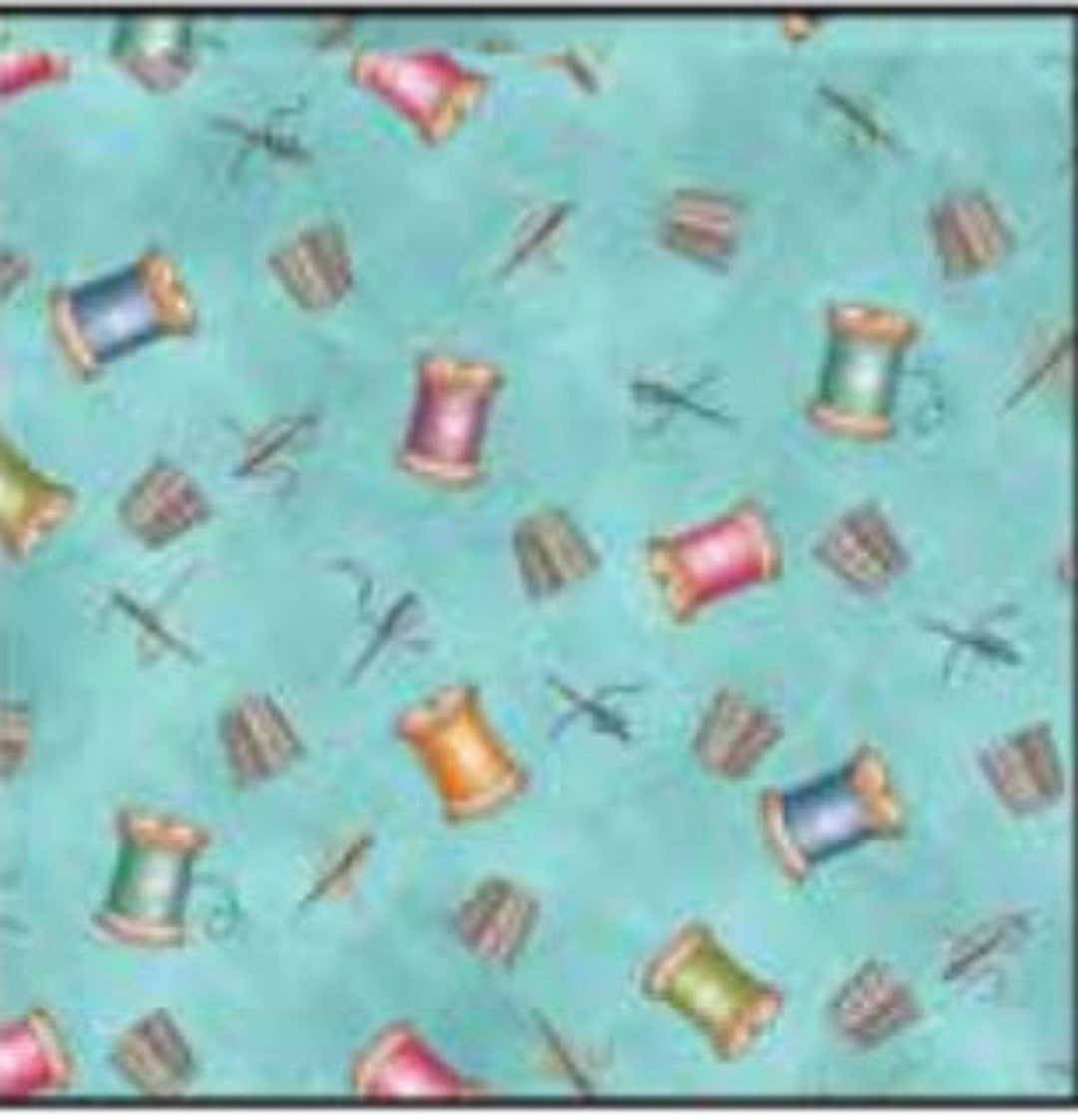 Sew Let's Stitch Spools and Thimbles for Henry Glass. Light Blue 1870