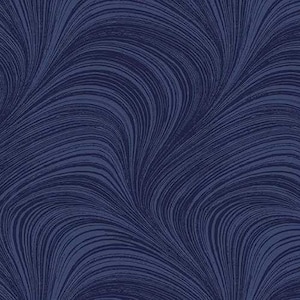 May include: Dark blue wallpaper with a flowing, textured pattern. The design features curved lines that create a sense of movement and depth. The overall effect is a modern, abstract design.