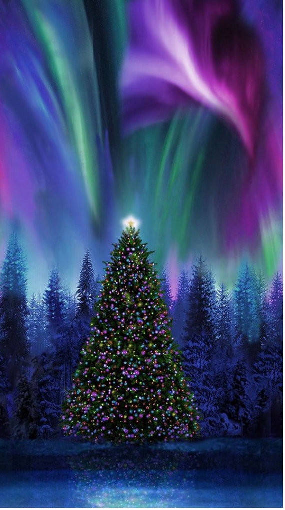Aurora Borealis Christmas Tree Panel From Winter Solstice