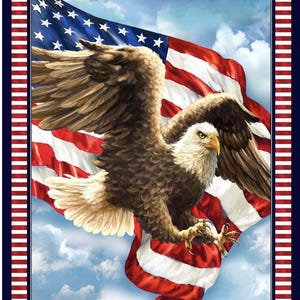 Liberty Eagle Panel from the Let Freedom Ring collection by Donna Gelsinger for Timeless Treasures PANELDG-CD3190  USA 36&quot; x 44&quot;