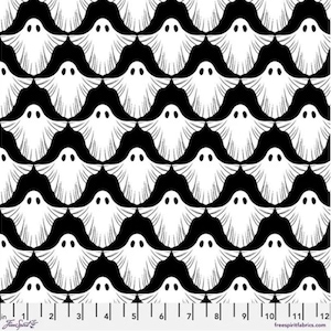 Boo Black Fabric Scaredy Cat Collection by Rachel Hauer for Free Spirit