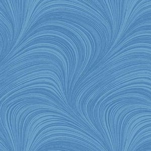 May include: A seamless pattern in shades of blue. The design features flowing, curved lines that create a textured, wave-like effect. The pattern is consistent across the image, with a subtle variation in the intensity of the blue hues.