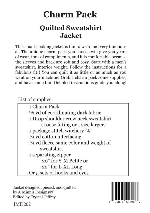 PDF Pattern for a Charm Pack Quilted Sweatshirt Jacket by J. Etsy UK