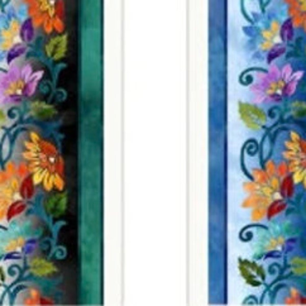 Prism Borders by Jason Yenter for In the Beginning Fabrics. 1JYQ-1 Black/Teal, 1JYQ-2 Blue