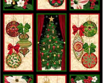 All Spruced Up Panel by Satin Moon for Blank Quilting. A great 24" x 44" panel to inspire your holiday projects. 2772P-99