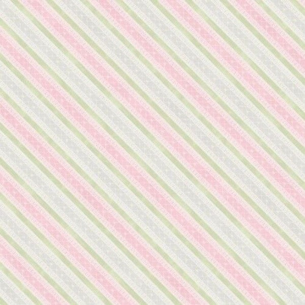 Butterfly Haven Diagonal Stripes from Wilmington Prints by Danhui Nai. Beautiful soft pastel grey, pink and green. 1077-89204-397