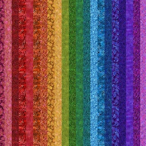 May include: A colorful digital illustration of a repeating pattern of stylized flowers in a rainbow color scheme. The colors are red, orange, yellow, green, blue, indigo, and violet.