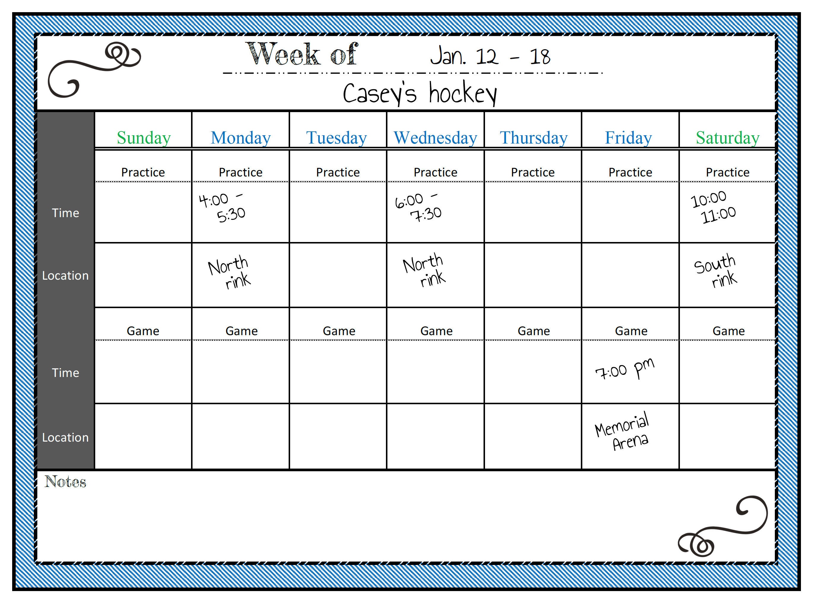 Printable Sports Schedule - Etsy
