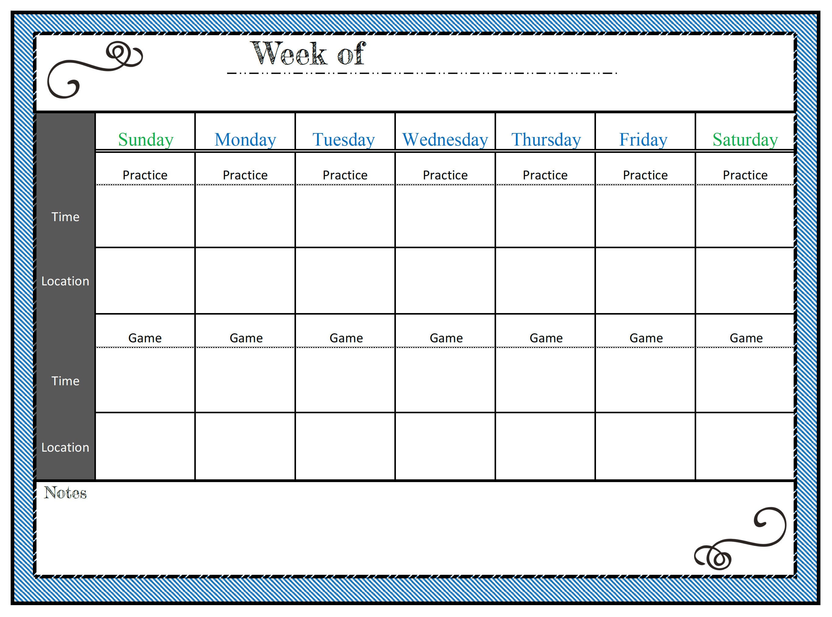 Printable Sports Schedule Etsy