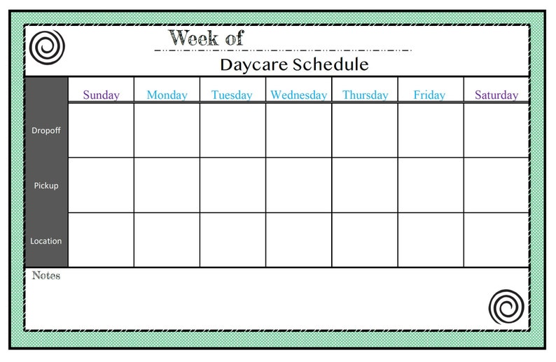 Printable Daycare Schedule - Etsy